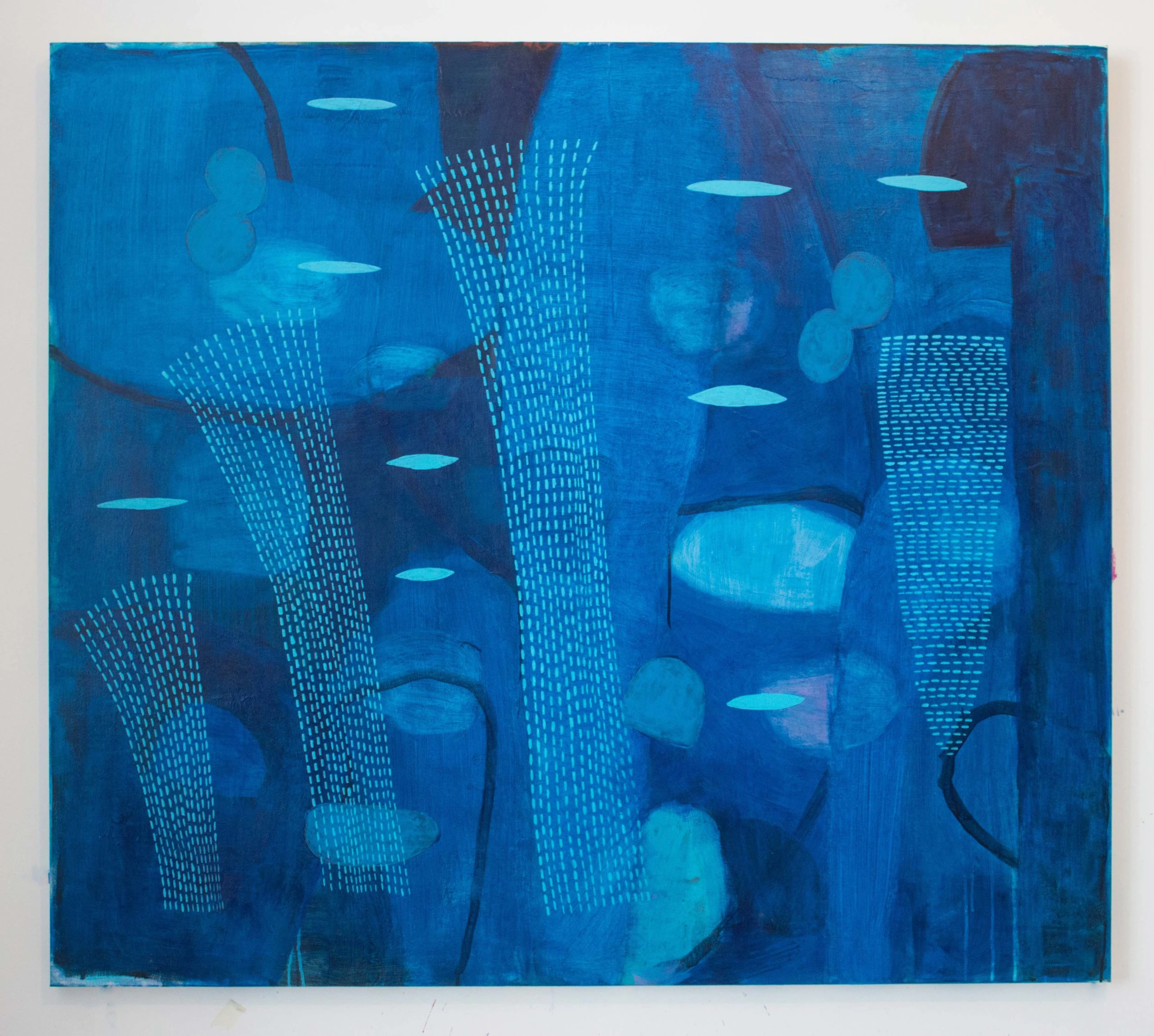 Mary O'Connor, Artist, Dublin. Flux and Flow III. Mixed media on Linen. 42 inches high x 52 inches wide