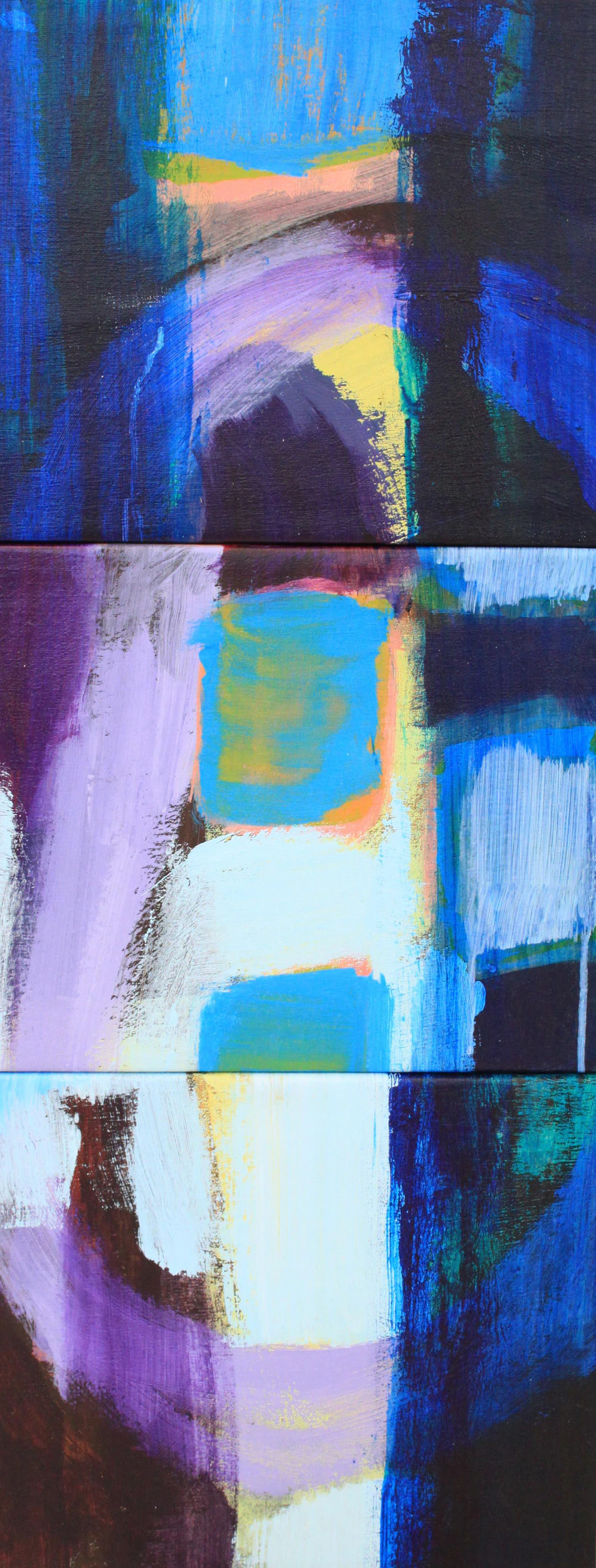 Kolsai Lakes, a series of painted panels by Mary O'Connor