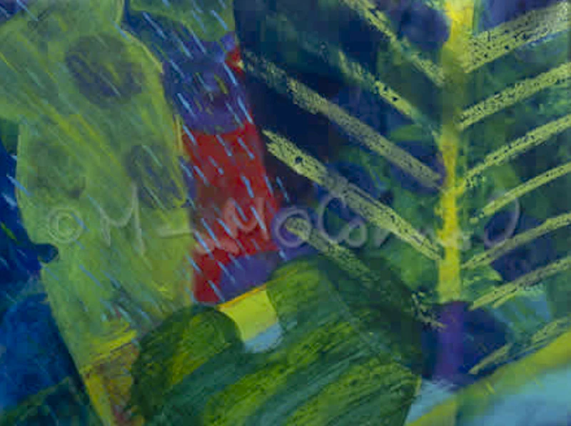 Raining down Five Blue Lakes, a painting by Mary O'Connor