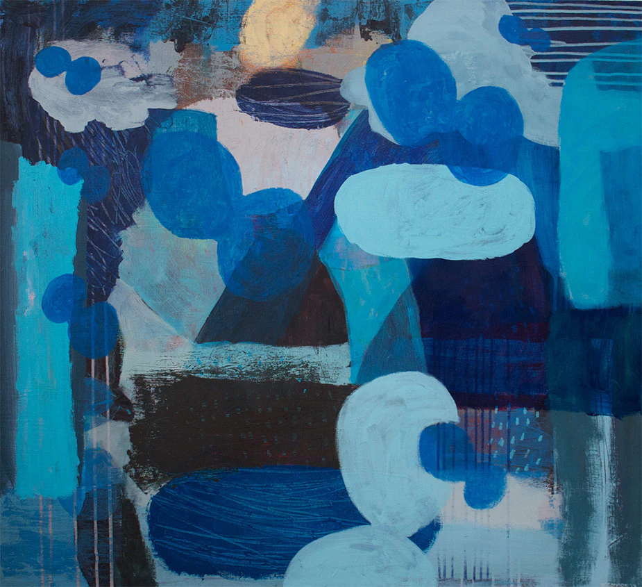 Watching the storm approach from the pier, a painting by Mary O'Connor at maryoconnorart.com